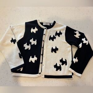 Vintage Scottie Scottish Terrier Dog Cardigan Sweater Marisa Christina Small